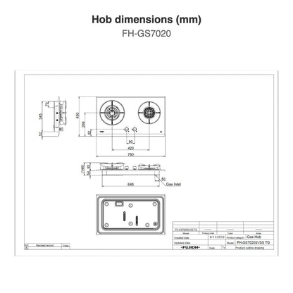 Hob dimensions: FH-GS7020