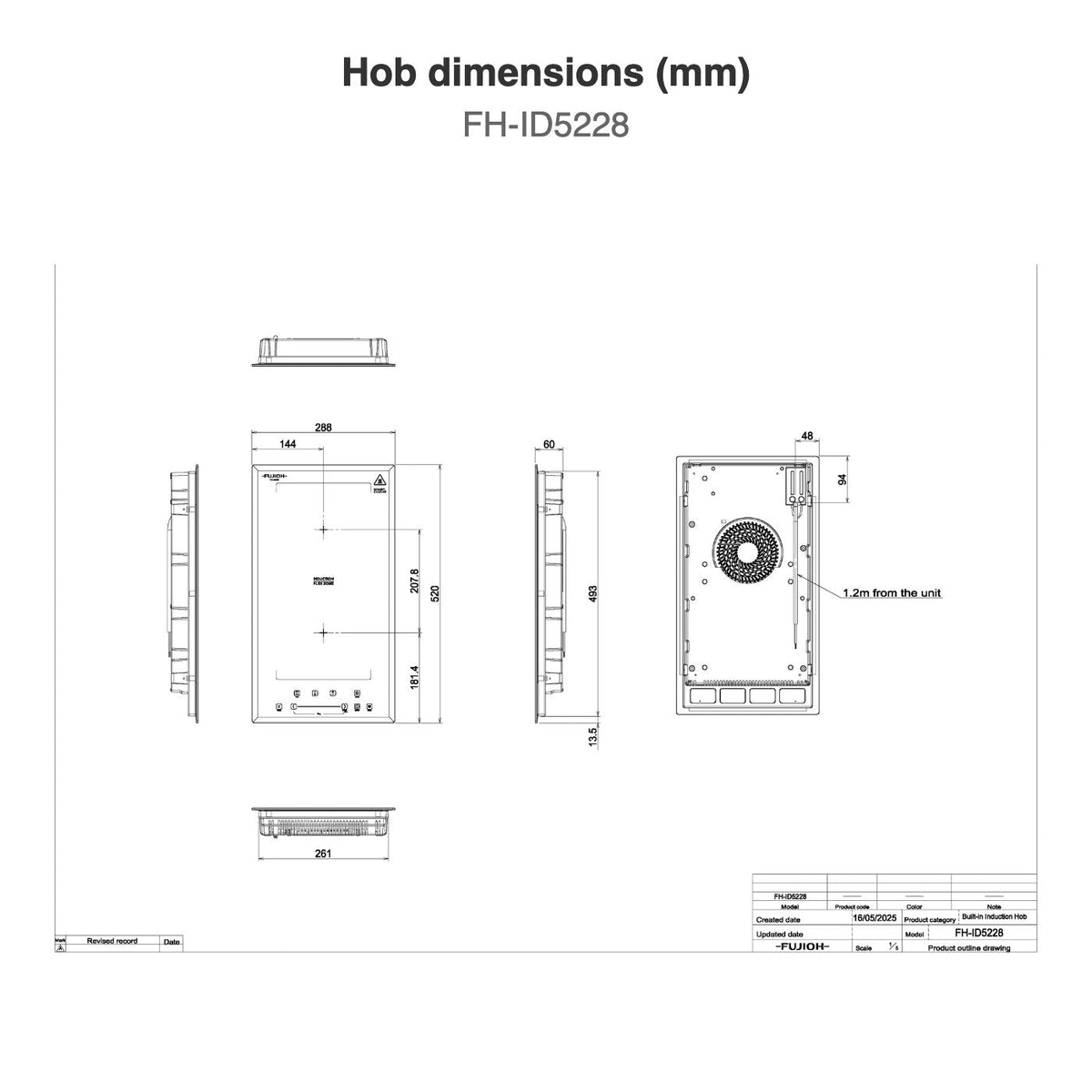 Hob dimensions: FH-ID5228