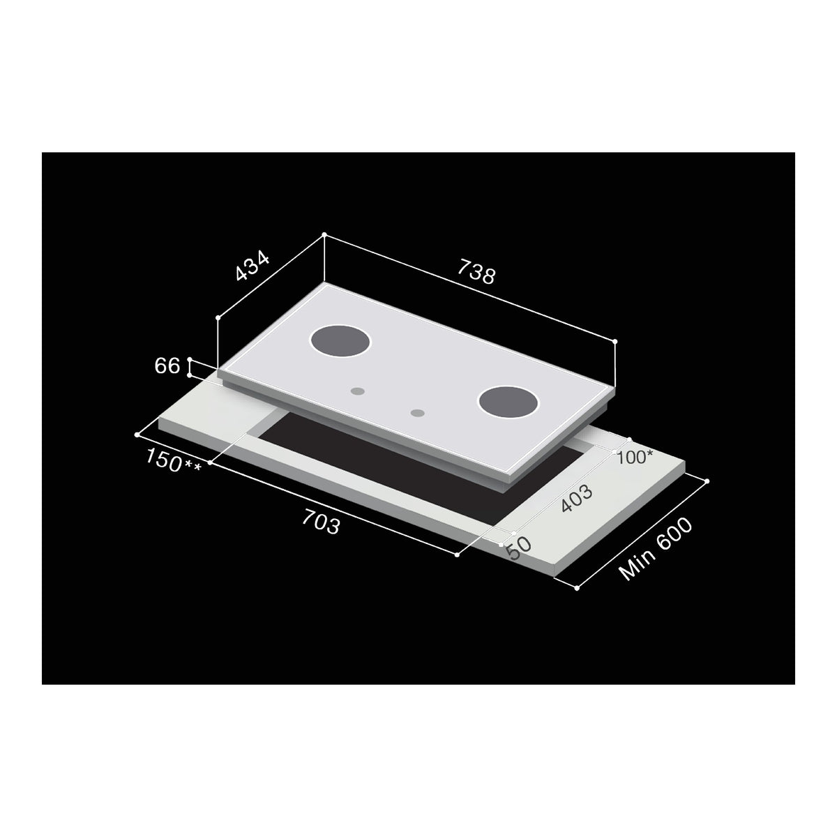 Rinnai RB-2CGN dimension drawing