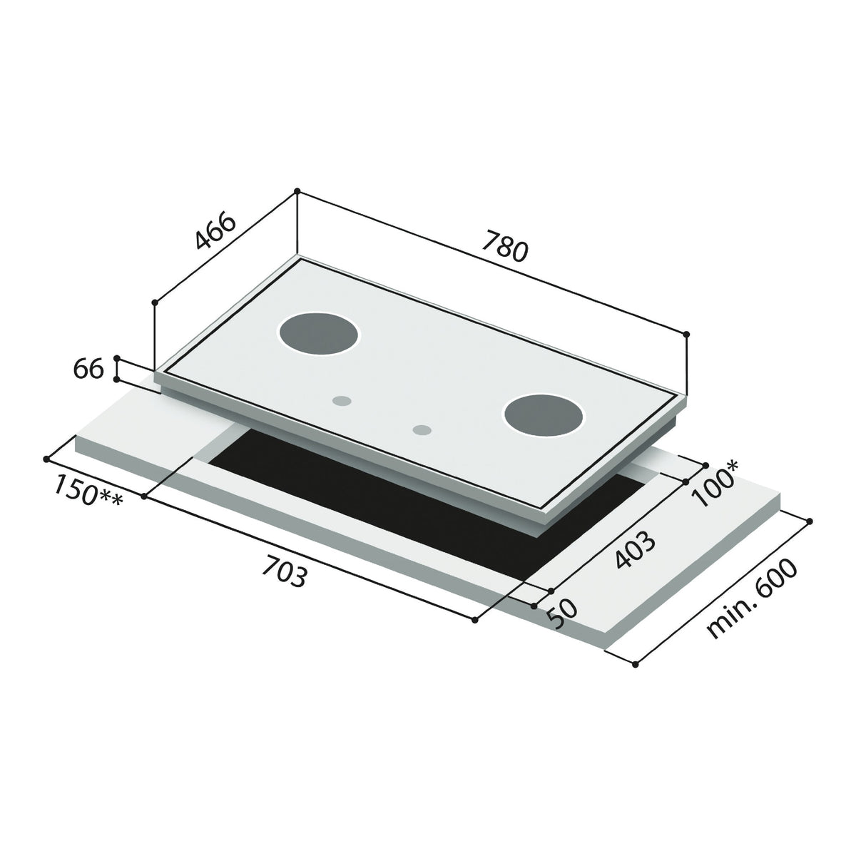 Rinnai RB-2Gi dimension drawing
