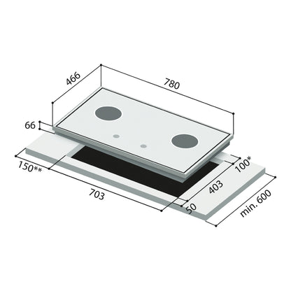 Rinnai RB-2Gi dimension drawing