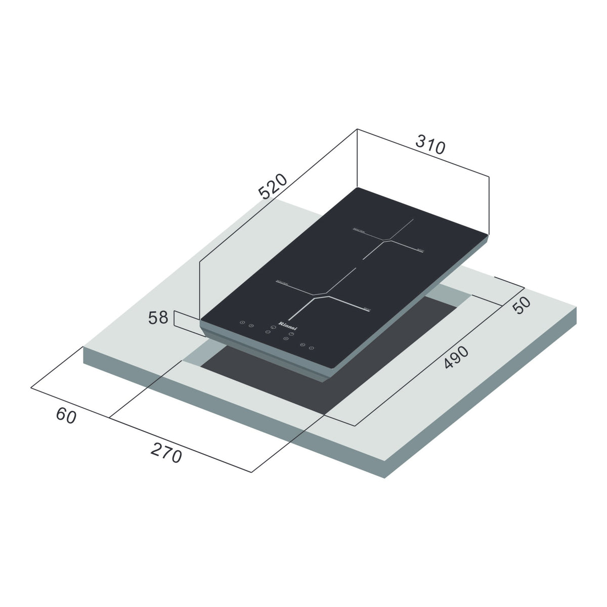 Rinnai RB-3012H-CB dimension drawing