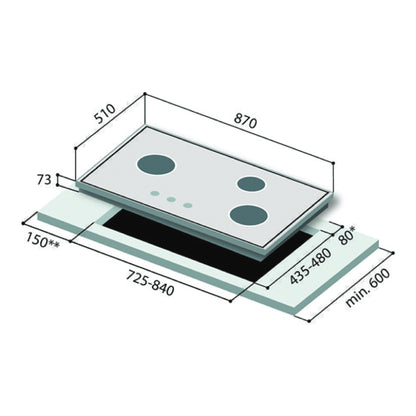 Rinnai RB-3Si dimension drawing