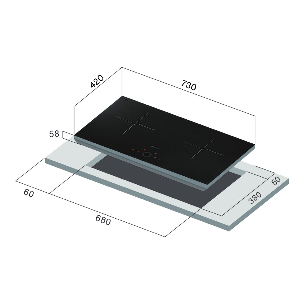 Rinnai RB-7032H dimension drawing