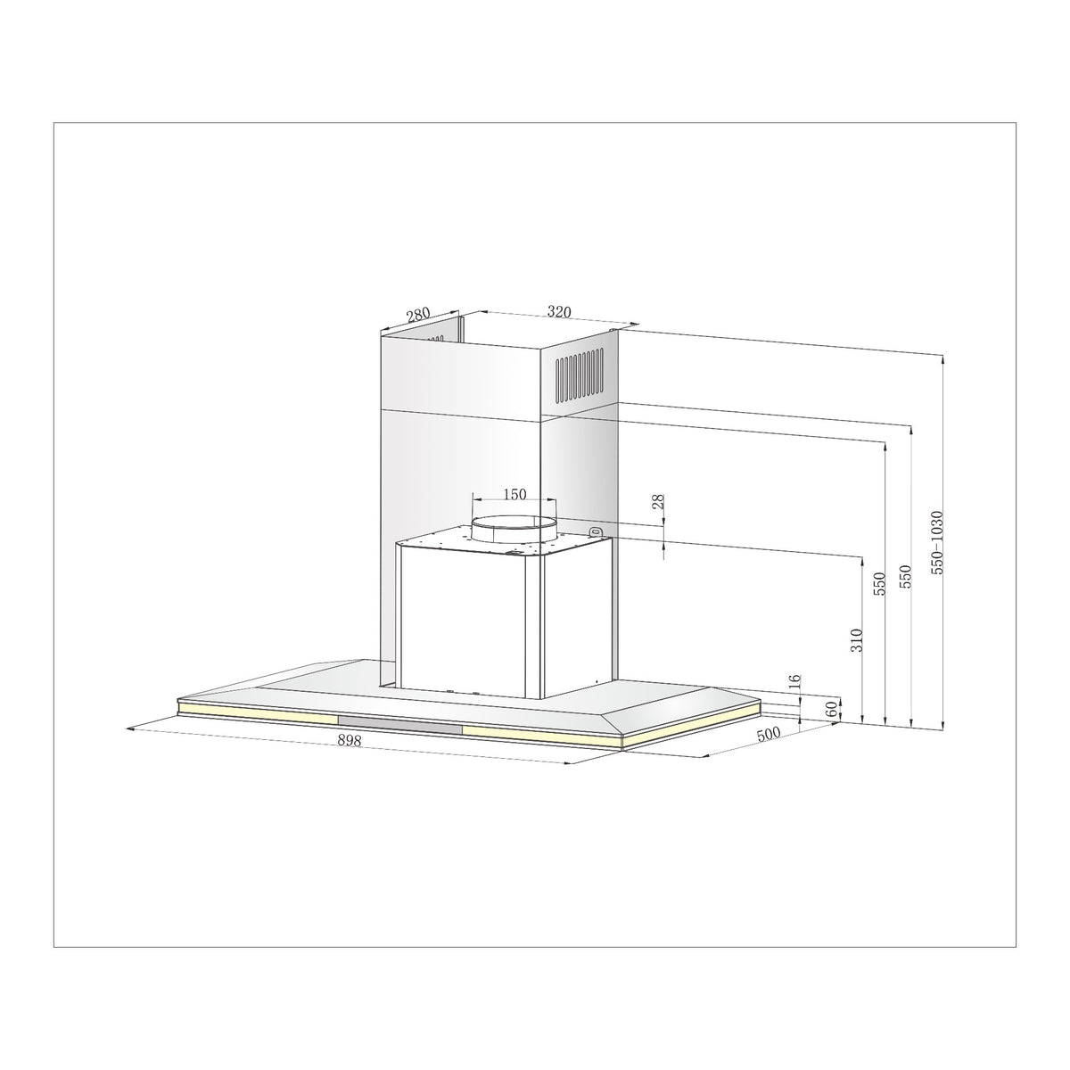 Rinnai RH-C1059-PBR dimension drawing