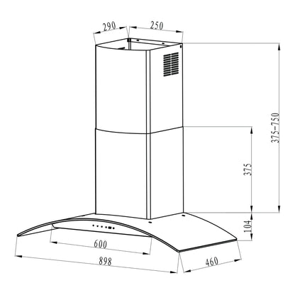 Rinnai RH-C209-GCR dimension drawing