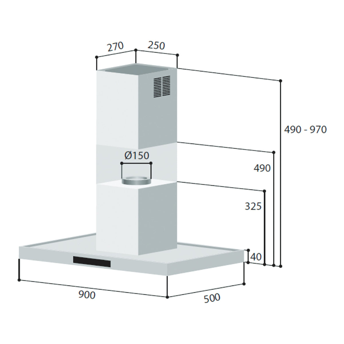 Rinnai RH-C249-SSR dimension drawing