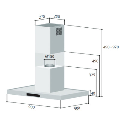Rinnai RH-C249-SSR dimension drawing