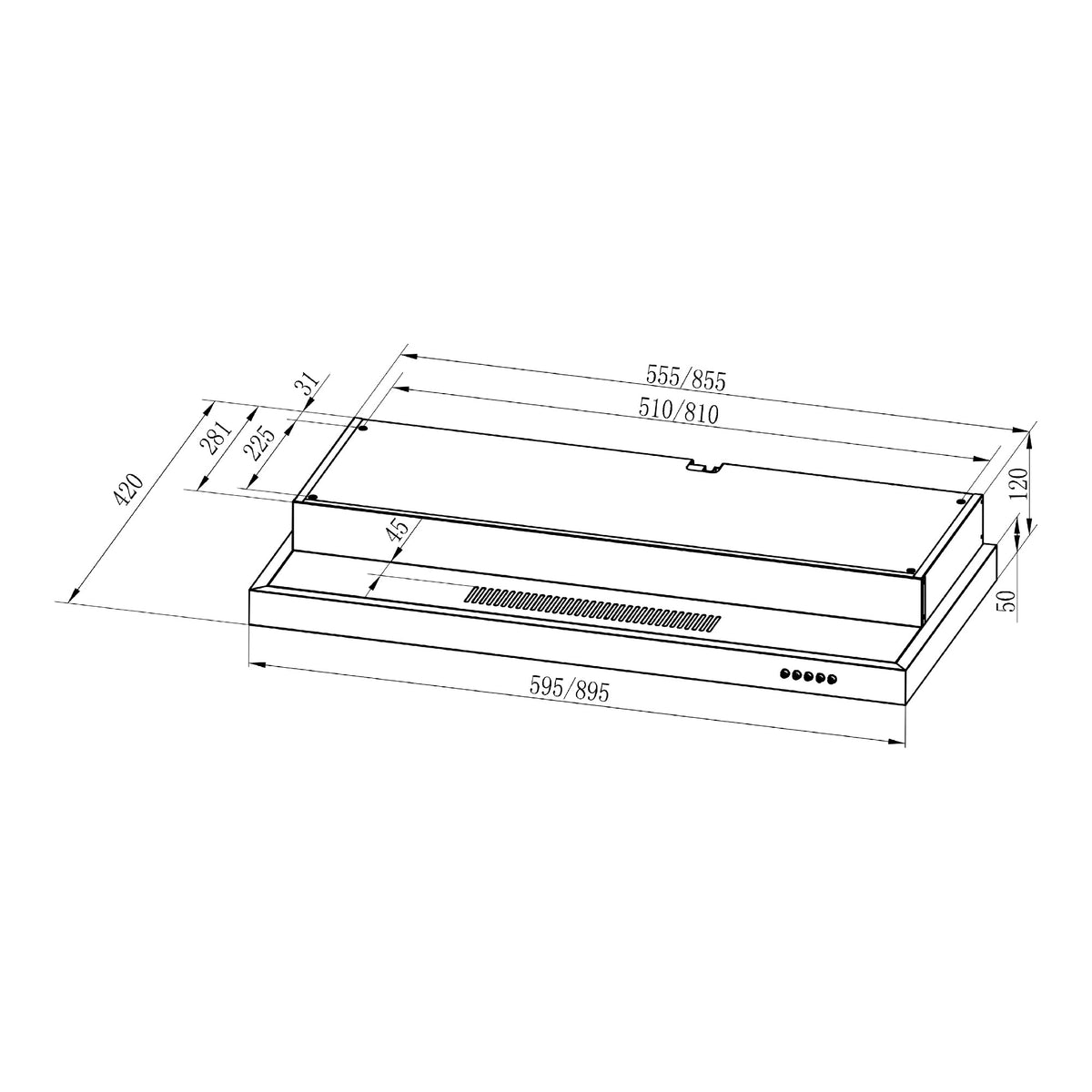 Rinnai RH-S269-SSR dimension drawing