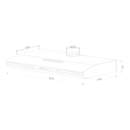 Rinnai RH-S3059-PBW dimension drawing