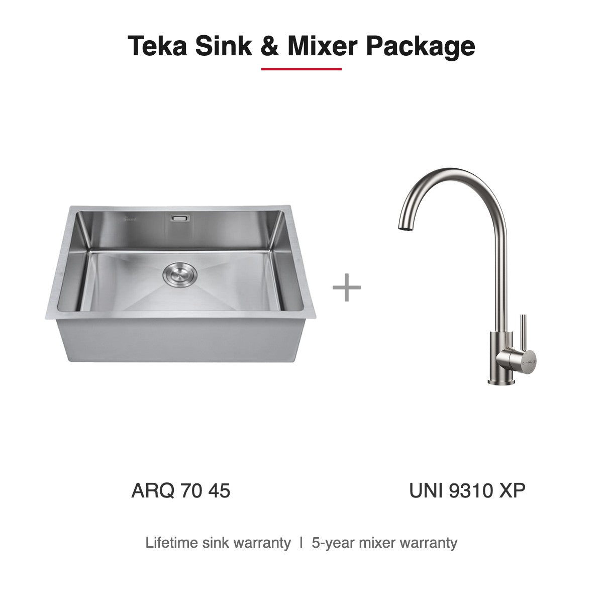 Teka Sink and Mixer Package: ARQ 70 45 + UNI 9310 XP