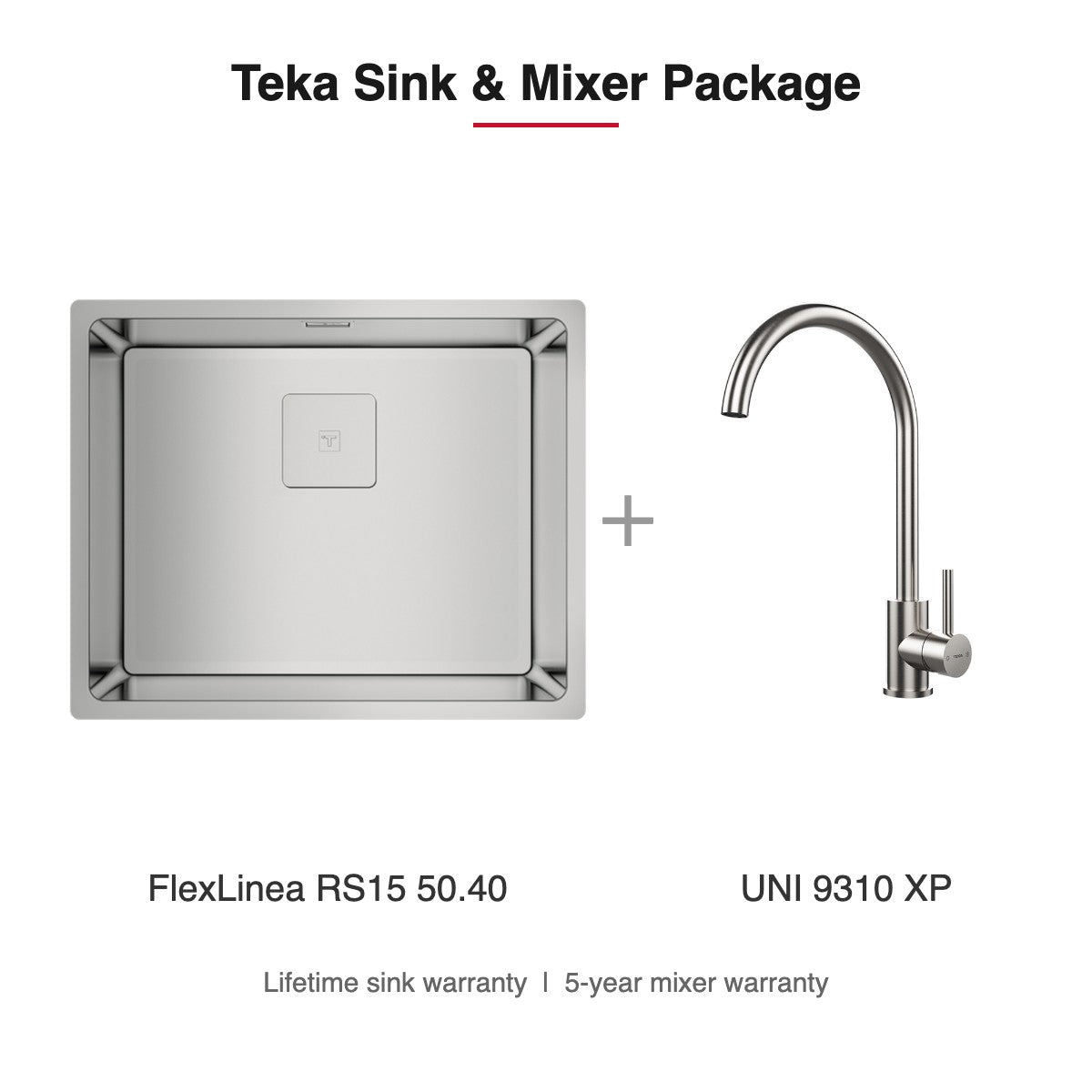 Teka Sink and Mixer Package: FlexLinea RS15 50.40 + UNI 9310 XP
