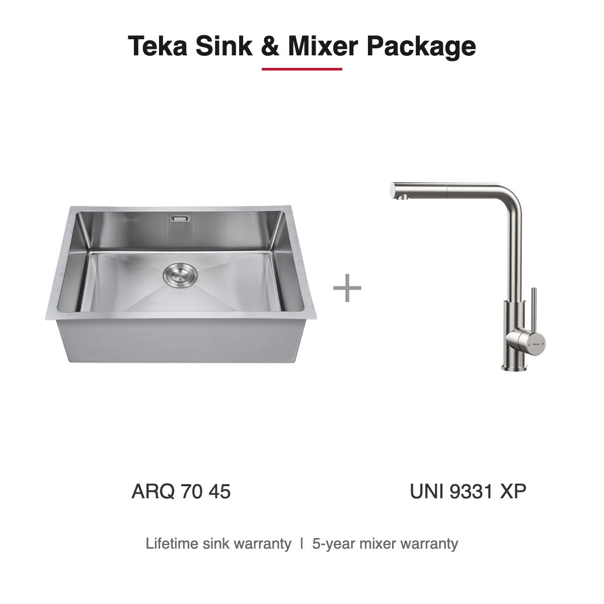 Teka Sink and Mixer Package: ARQ 70 45 + UNI 9331 XP