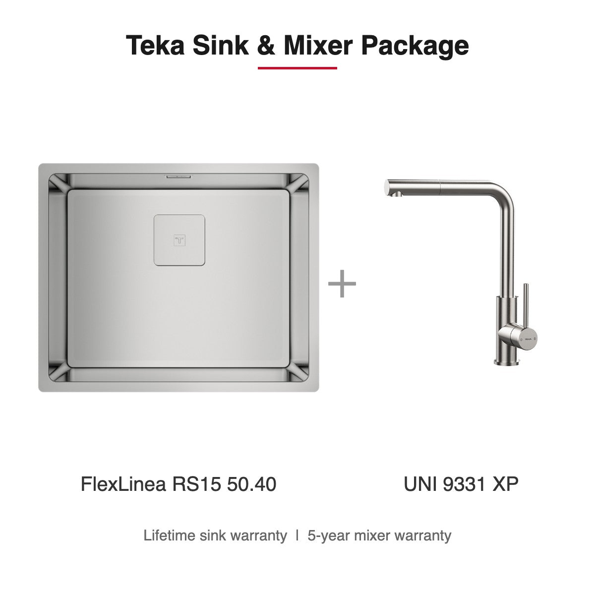 Teka Sink and Mixer Package: FlexLinea RS15 50.40 + UNI 9331 XP