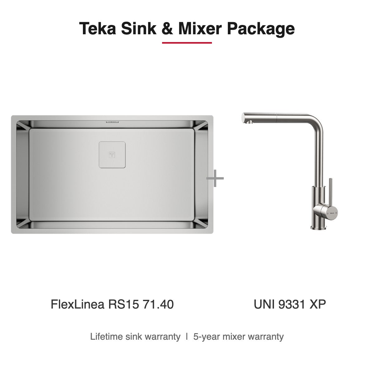 Teka Sink and Mixer Package: FlexLinea RS15 71.40 + UNI 9331 XP