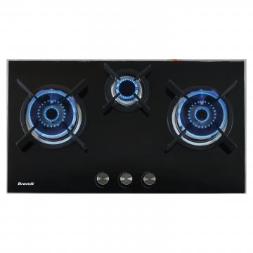Brandt 3 Burner Tempered Glass Gas Hob TG1483B