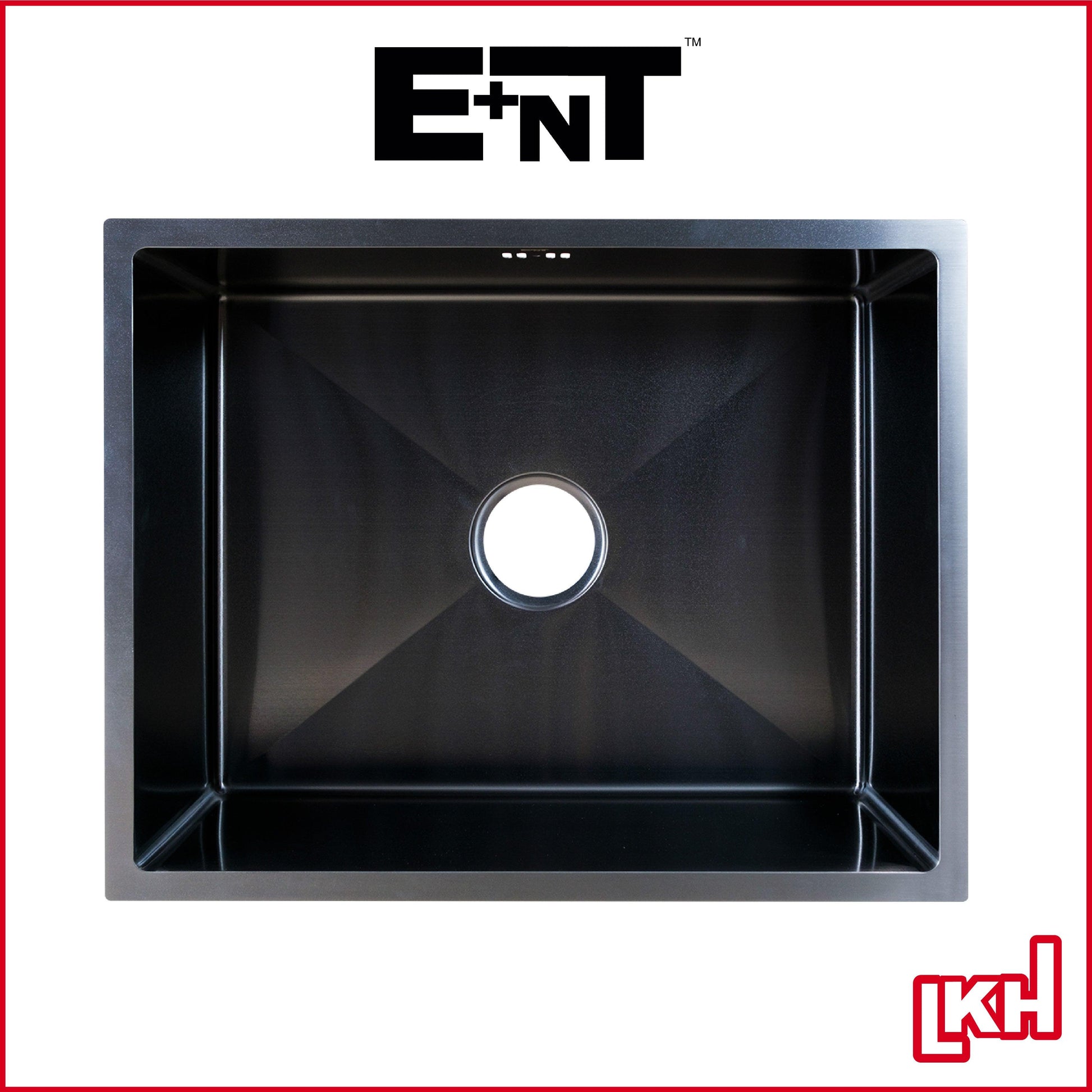 e+nt stainless steel single bowl black sink