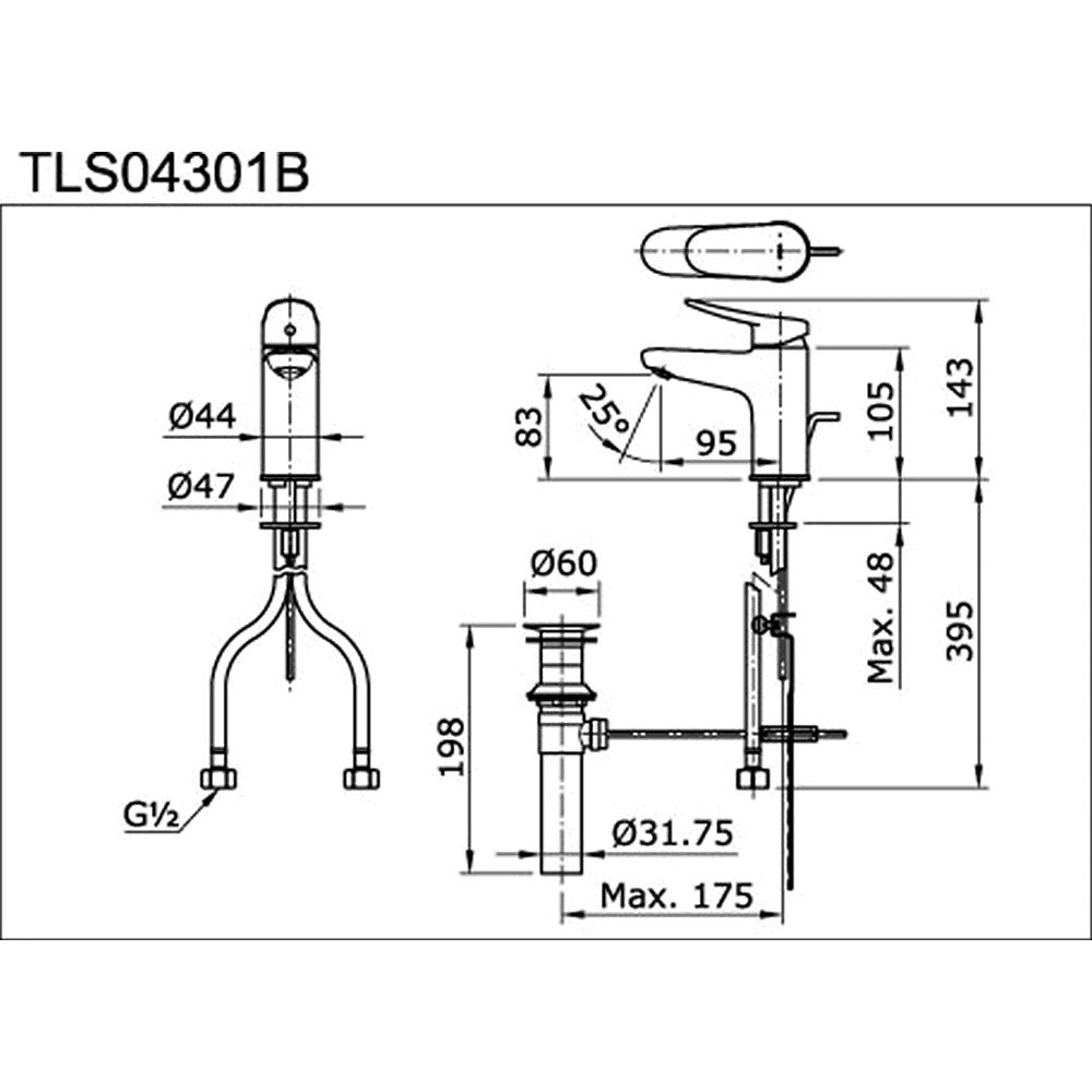 TOTO LF Single Lever Basin Mixer (Hot & Cold) TLS04301