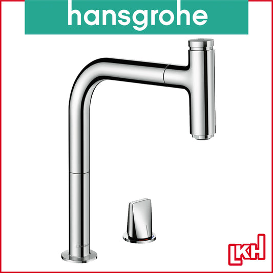hansgrohe 73825000 kitchen sink mixer with pull out spray