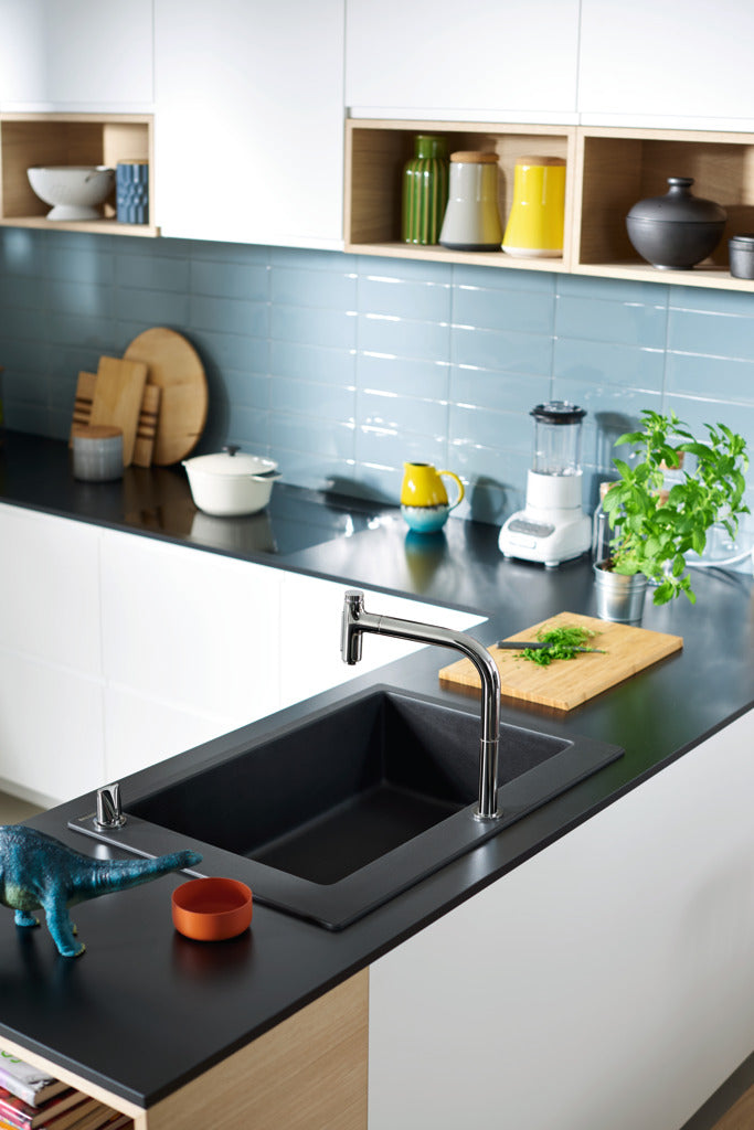 kitchen with hansgrohe sink mixer with pull out spray