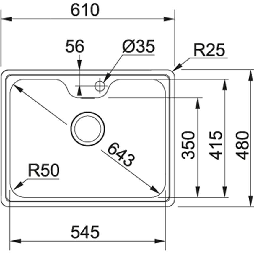 franke BCX 610-61 kitchen sink dimensions