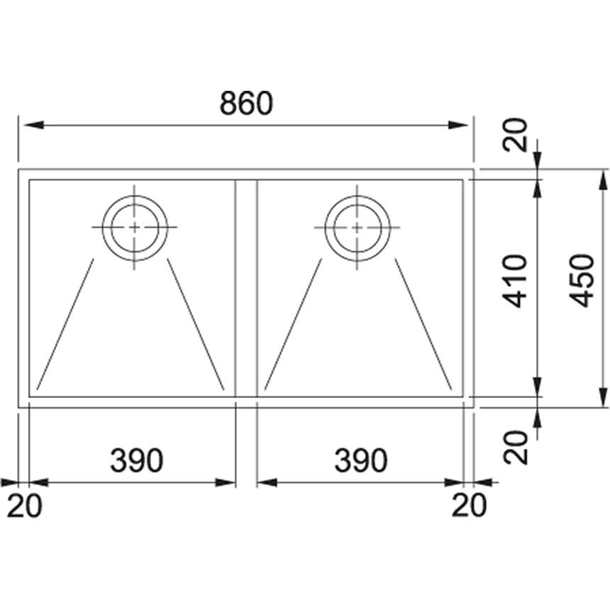 franke PZX 120-82 kitchen sink dimension